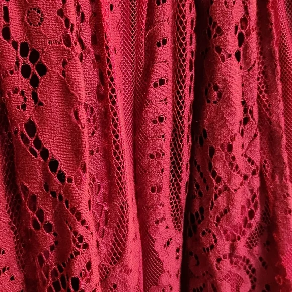 Dokotoo Women's Red V Neck Lace Dress Long Party Wedding Dresses Short Sleeve xl - Picture 6 of 9